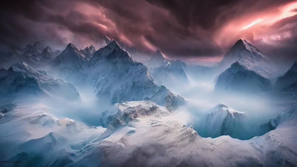 Prompt: amazing landscape photo of the end of the world by marc adamus, beautiful dramatic lighting