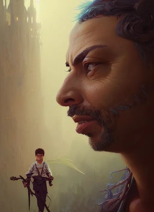 Image similar to highly detailed portrait of luis nazario de lima, stephen bliss, unreal engine, fantasy art by greg rutkowski, loish, rhads, ferdinand knab and lois van baarle, ilya kuvshinov, rossdraws, tom bagshaw, alphonse mucha, global illumination, detailed and intricate environment