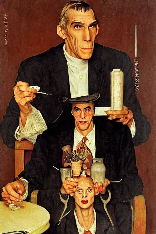 Image similar to lurch from the addams family painted by norman rockwell