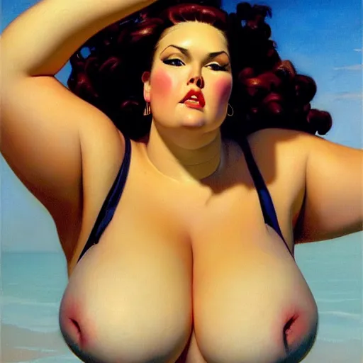 Prompt: upper body portrait of A plus-size model, bbw, sling bikini, wings, oil on canvas, realism, (((Lovecraftian))) by J. C. Leyendecker and boris vallejo, artstation, concept character art