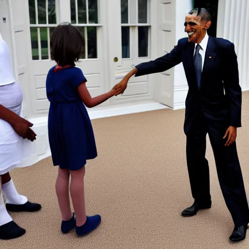 Prompt: amelia watson finally shakes hands with her hero, barack obama