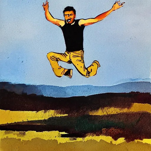 Prompt: man jumping by Ross