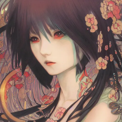 Prompt: emo japanesque electric girl gumi anime style, hyper detailed, illustration, digital painting, art by artgerm and greg rutkowski and alphonse mucha, high delicate defined details, anime stylized, highly detailed, realistic, sharp focus, styled by rhads