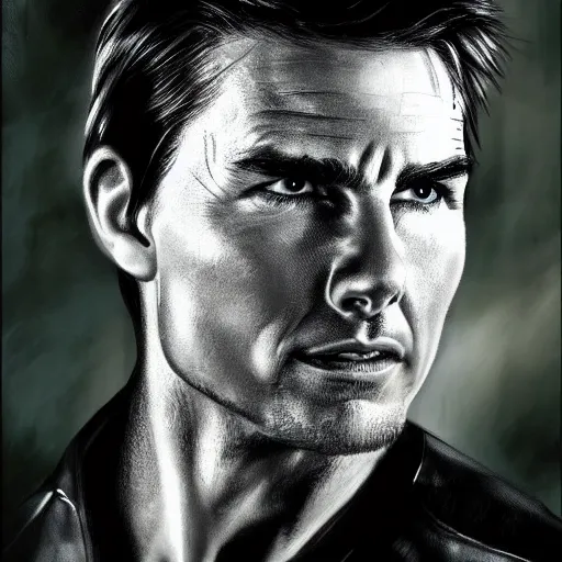 Image similar to Portrait of Tom Cruise portraying an alien, sci-fi movie cinematic frame, detailed, sharp