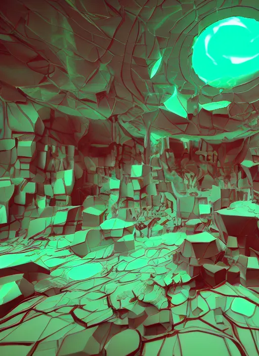 Image similar to : abstract glossty shapes immersive experience meowwolf dalle2 macro lens 3d render unity unrealengine octane