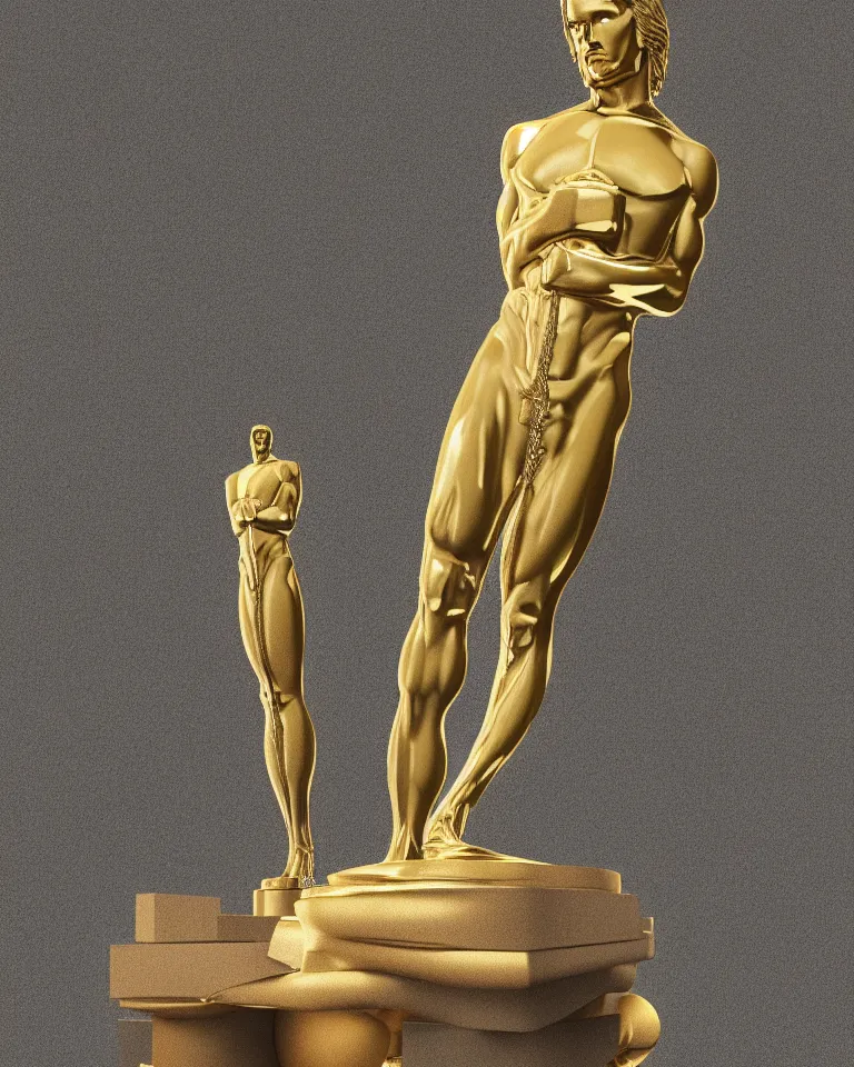 Image similar to statue of david as the oscar's award, photorealistic, highly detailed render, 4K