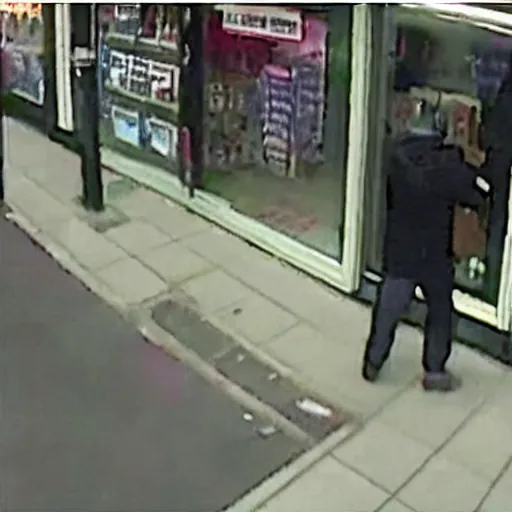 Prompt: cctv footage of a skeleton shoplifting