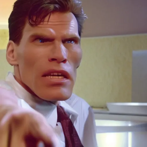 Image similar to Live Action Still of Jerma in Pulp Fiction, real life, hyperrealistic, ultra realistic, realistic, highly detailed, epic, HD quality, 8k resolution, body and headshot, film still