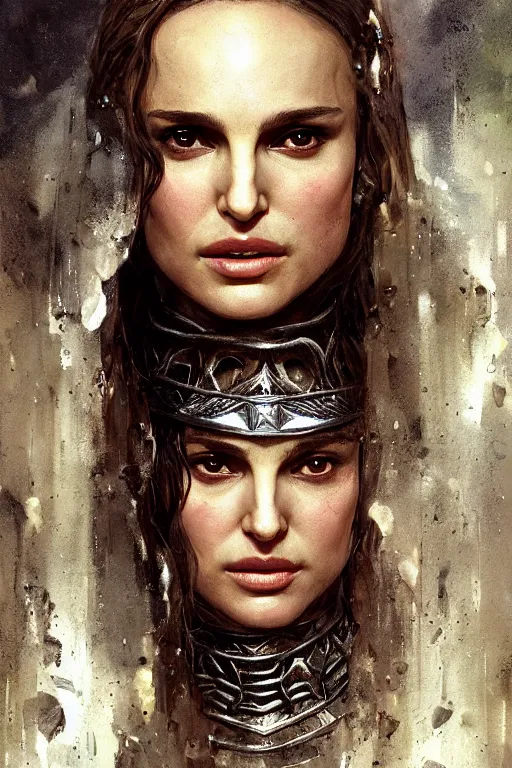 Image similar to natalie portman, legendary warrior, heroic, lord of the rings, tattoos, decorative ornaments, battle armor, by carl spitzweg, ismail inceoglu, vdragan bibin, hans thoma, greg rutkowski, alexandros pyromallis, perfect face, fine details, realistic shading photorealism