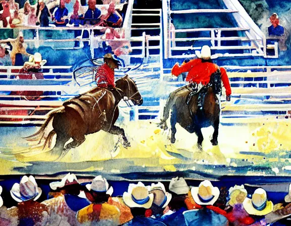 Image similar to water color painting of rodeo events