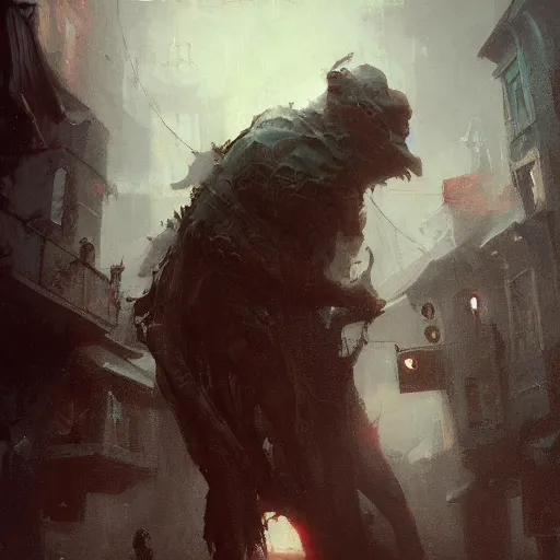 Image similar to innsmouth, painted by raymond swanland, painted by greg rutkowski, painted by jeremy mann, painted by igor kieryluk, trending on artstation