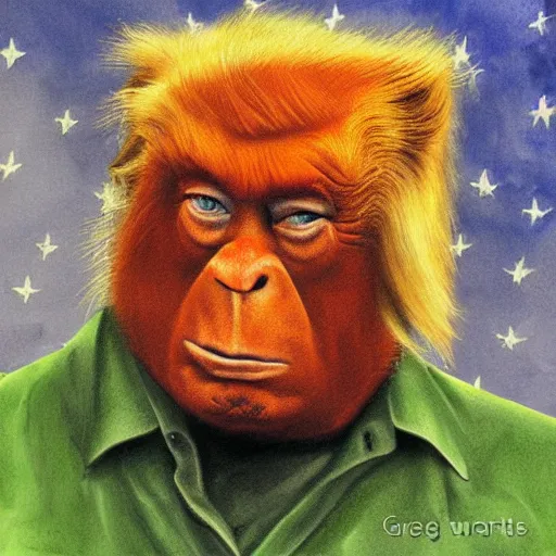 Image similar to portrait of donald trump or an orang - outang by greg ruthkowski