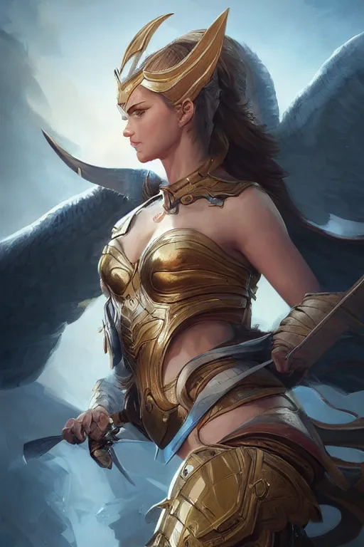 Image similar to amazon valkyrie athena, d & d, fantasy, portrait, highly detailed, headshot, digital painting, trending on artstation, concept art, sharp focus, illustration, art by artgerm and greg rutkowski and magali villeneuve