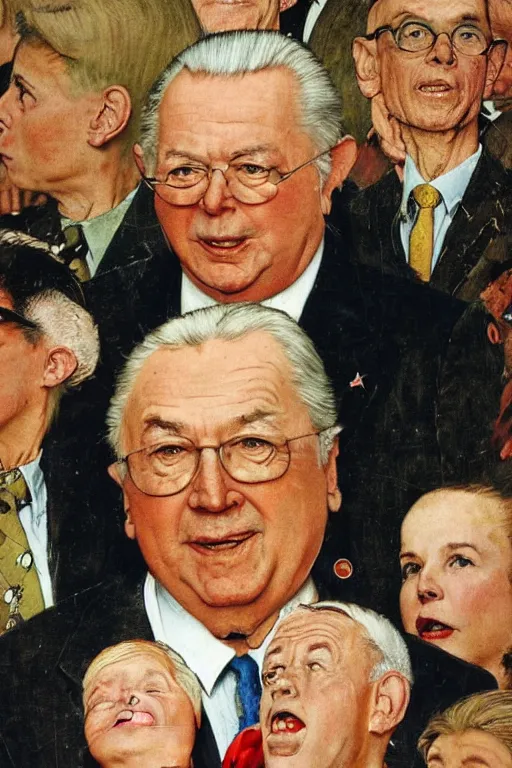 Image similar to Jean Marie Lepen looks like a pig by Norman Rockwell