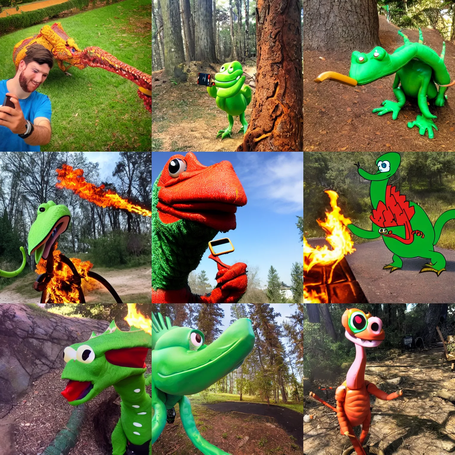 Prompt: Trogdor the Burninator taking a selfie