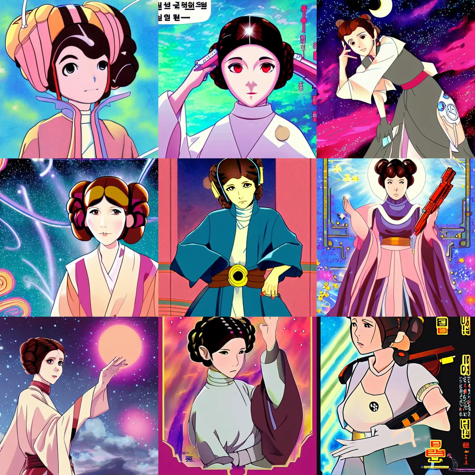 Prompt: princess leia, korean colorful anime art