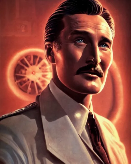 Prompt: Errol Flynn as a scientist. 1980s dystopian Soviet Russia, propaganda screens. Unreal engine, fantasy art by Sergey Grechanyuk. Faithfully depicted facial expression, perfect anatomy global illumination, radiant light, detailed and intricate environment