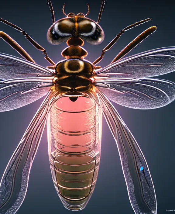 Image similar to opulent transparent clear see - through image of insects, biology, neon lights, clean medical environment, ultra realistic, concept art, art nouveau, photorealistic, octane render, 8 k, unreal engine. art by chris cunningham and nori inoguchi and sam kaplan and zachary goulko and christopher marley and artgerm