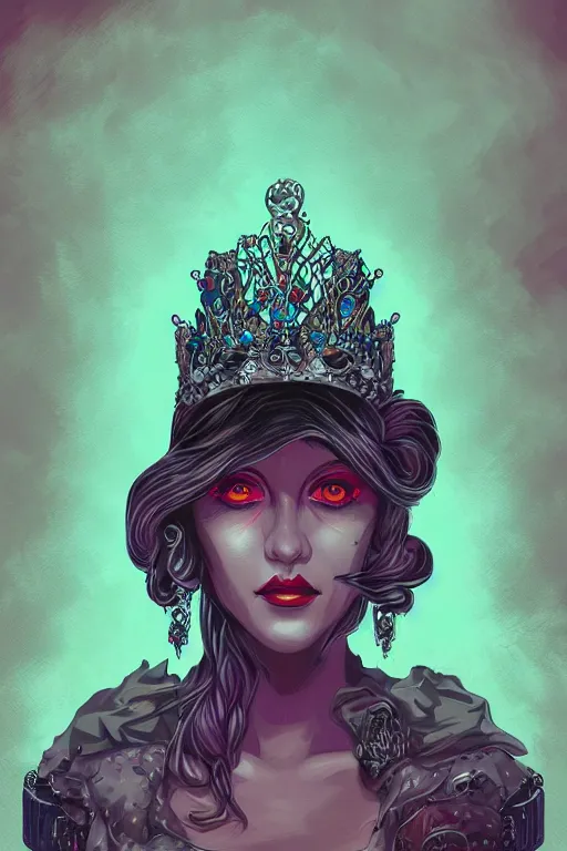 Image similar to portrait of jewel beautiful goth girl queen in the style of Rob Lefield and Dan Mumford , trending on artstation, digital art,surrealism ,macro,blueprint ,vaporwave ,