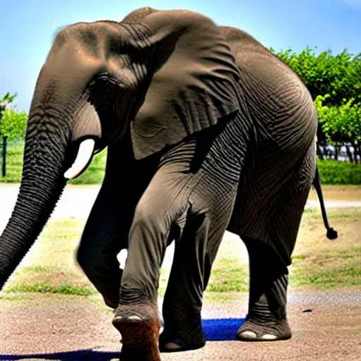 Image similar to an elephant tap dancing