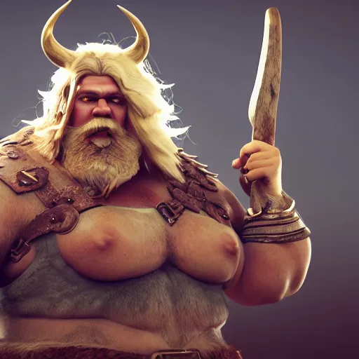 Prompt: a handsome, corpulent viking with blond hair, clash royal style characters, unreal engine 5, octane render, detailed, cinematografic, cinema 4 d