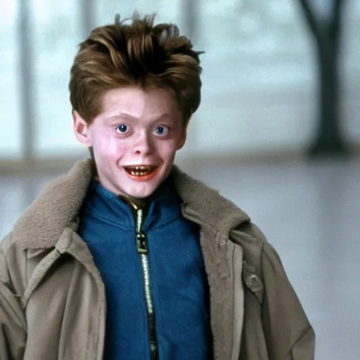 Image similar to willem dafoe as a kid in movie home alone 4k