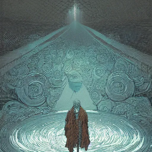 Image similar to gods eyes in my headlights, raining ice picks on your steel shores by gustave dore james gurney greg rutowski and victo ngai