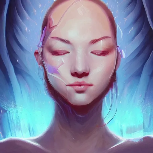 Image similar to Art station concept of a beautiful girls body kneeling in a dark cave, compulsion, Hypnosis, hypnotising, hypnotic eyes, light blue eyes, spiral eyes, symmetrical face, by Stanley Artgerm Lau, WLOP, Rossdraws, James Jean, Andrei Riabovitchev, Marc Simonetti, and Sakimichan, trending on artstation