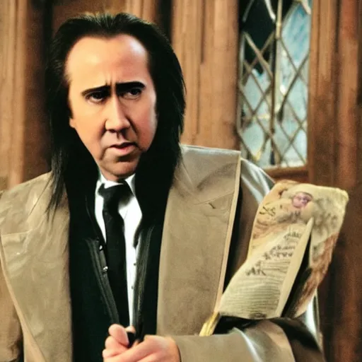 Image similar to nicolas cage in hogwarts