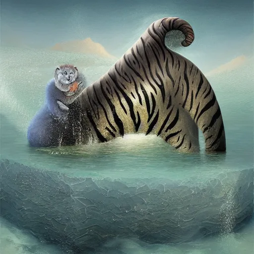 Image similar to gediminas pranckevicius, fuzzy tiger dolphin,