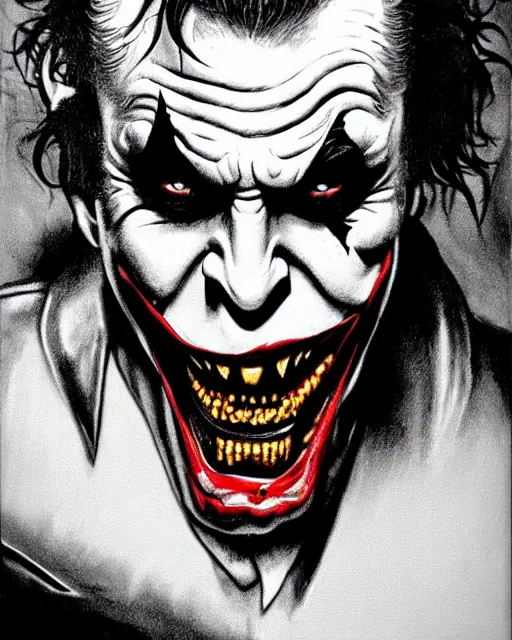 Prompt: the joker 8 k, concept art, extremely detailed, black and white, art by h. r. geiger