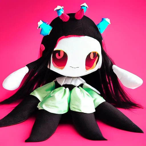 Image similar to cute fumo plush of a monster girl who loves to party, three point lighting, jellyfish, refractive optics, vray