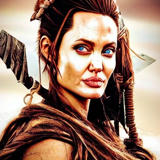 Image similar to an amazing award winning photo of angelina jolie as aloy