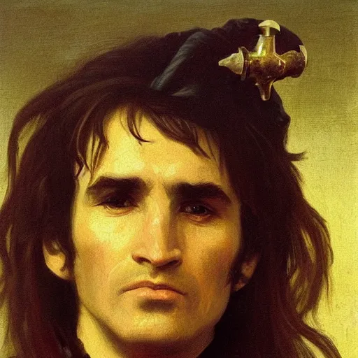 Image similar to Painting of Davy Jones from Pirates of the Caribbean. Art by William Adolphe b Bouguereau. During golden hour. Extremely detailed. Beautiful. 4K. Award winning.