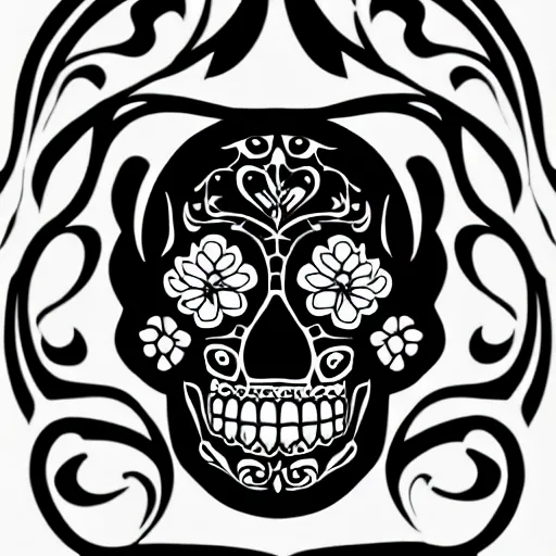 Image similar to a small vector tattoo design. gothic. sugar skull.