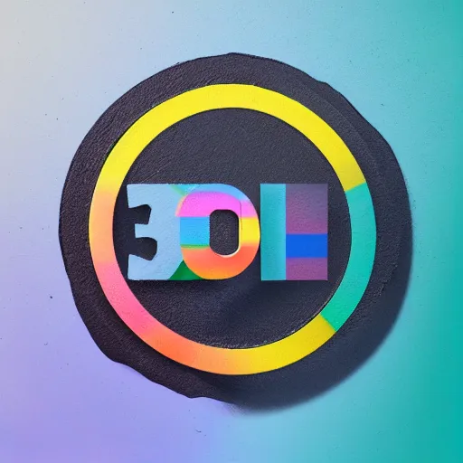 Image similar to 3 d of the mega online radio logo symbol, flat paint, acrylic, minimal, abstract, art style by joshy sly, water color, soft pastel colors, generate multiple random colors