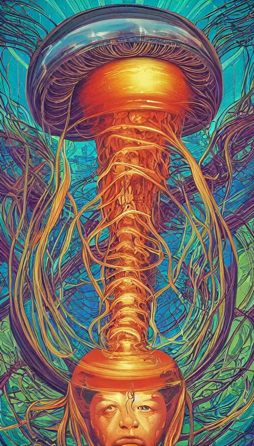 Prompt: The oracle of the jellyfish, italian futurism, Dan Mumford, da vinci, Josan Gonzalez