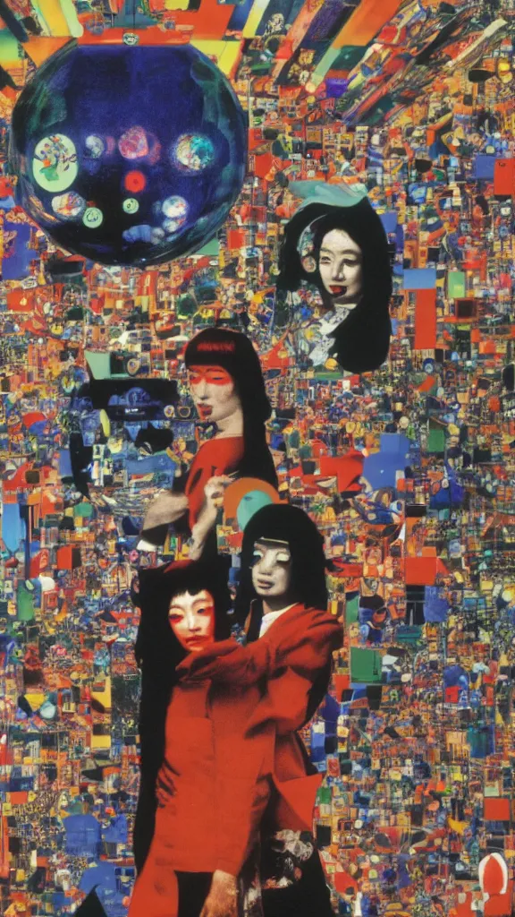Image similar to the future, mixed media, esoteric, wallpaper, by tadanori yokoo, nam june paik, mariko mori