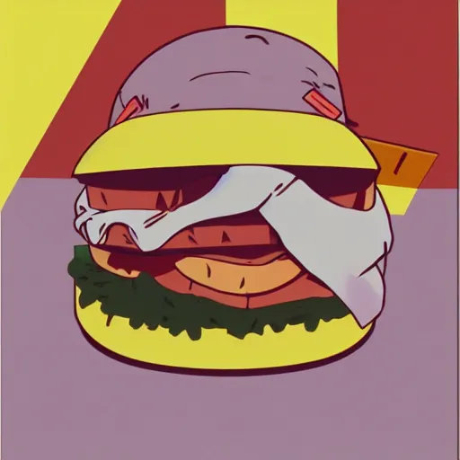 Image similar to the mayo man, angular humanoid blob of mayonnaise, angry eyes, shaded out eyes, 2 0 0 1 anime, flcl, golden hour, japanese town, cel - shaded, strong shadows, vivid hues, y 2 k aesthetic