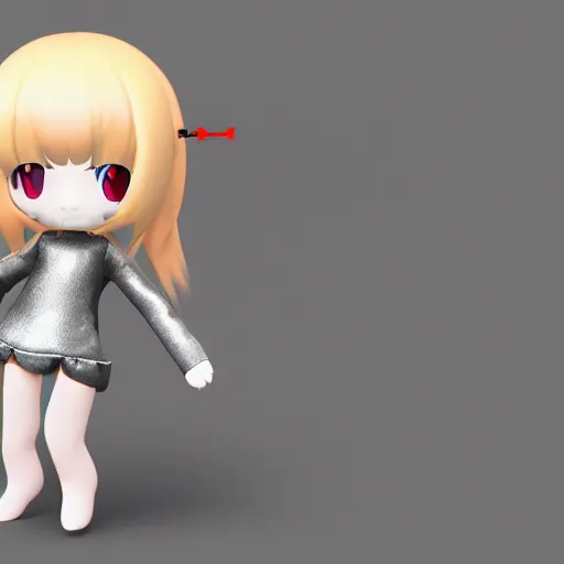 Image similar to cute fumo plush of a metallic reflective girl, global illumination reflectance probe, ssao, chibi anime, vray