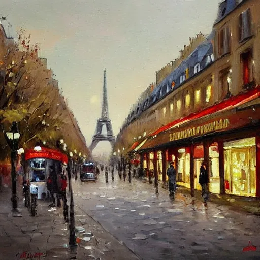 Image similar to a beautiful painting of a street in paris by antoine blanchard,