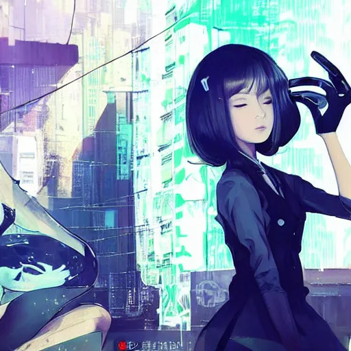 Prompt: luxury advertisement, white and indigo colors. highly detailed post-cyberpunk sci-fi close-up schoolirl in asian city in style of cytus and deemo, mysterious vibes, by Ilya Kuvshinov, by Greg Tocchini, nier:automata, set in half-life 2, beautiful with eerie vibes, very inspirational, very stylish, surrealistic, perfect digital art, mystical journey in strange world, bastion game