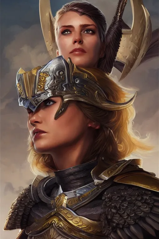 Image similar to amazon valkyrie athena, d & d, fantasy, portrait, highly detailed, headshot, digital painting, trending on artstation, concept art, sharp focus, illustration, art by artgerm and greg rutkowski and magali villeneuve