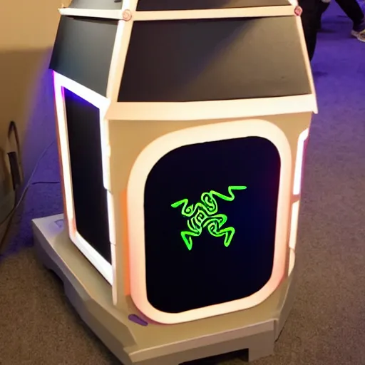 Prompt: Gamer dog house made by Razer, Alienware