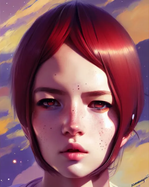 Image similar to portrait Anime space cadet cyborg, pretty face, realistic shaded Perfect face, fine details. Anime. realistic shaded lighting by Ilya Kuvshinov Giuseppe Dangelico Pino and Michael Garmash and Rob Rey, IAMAG premiere, aaaa achievement collection, elegant freckles, fabulous