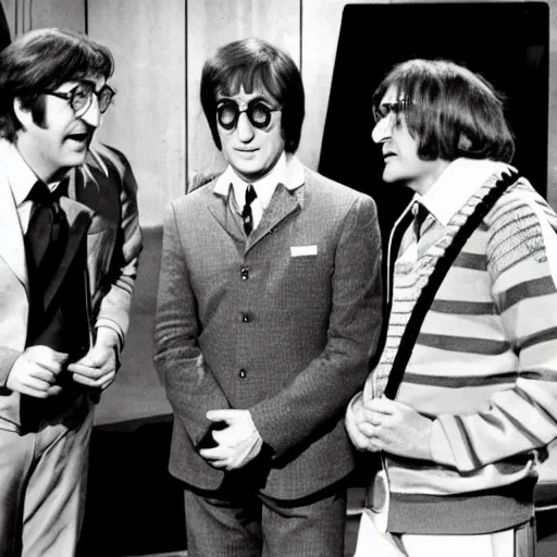 Prompt: on the tv set of captain kangaroo, guest starring john lennon