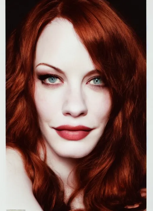 Prompt: portrait of christina hendricks and liv tyler hybrid by mario testino, headshot, detailed, award winning, sony a 7 r