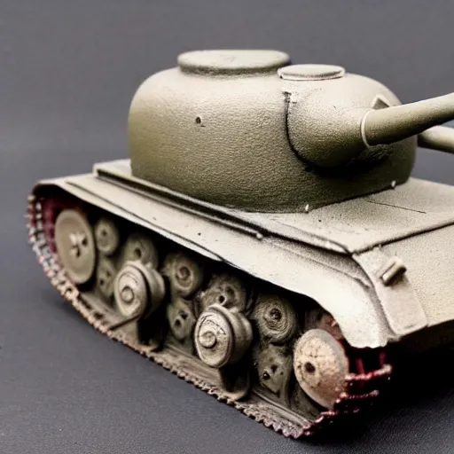 Image similar to photo of old Soviet steel toy tank, 1930s, retro, 35 mm