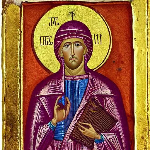 Image similar to A detailed portrait of a byzantine Basileus, 7th century byzantine iconography, historical