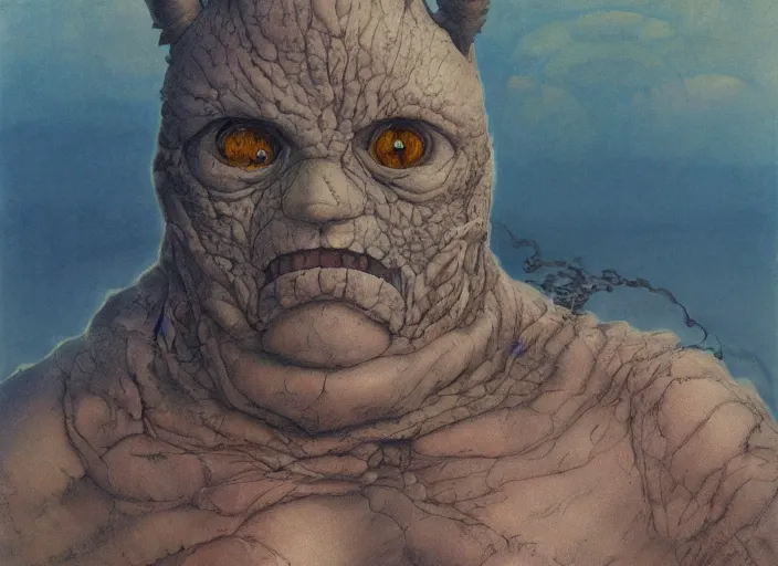 Prompt: totoro, glowing veins subsurface scattering, deep sea, sunset, portrait by gerald brom, by mikhail vrubel, by peter elson, muted colors, extreme detail, trending on artstation, 8 k
